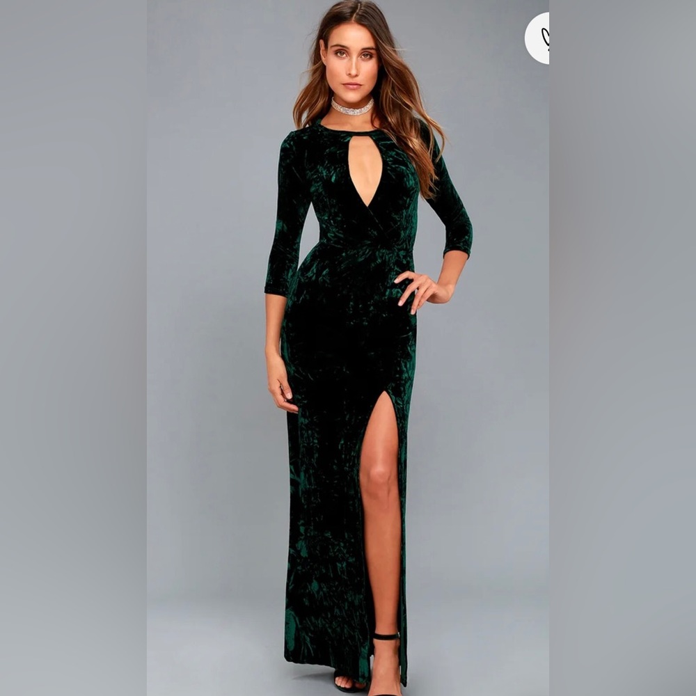 Green Velvet Lulus Maxi Dress- Lrg